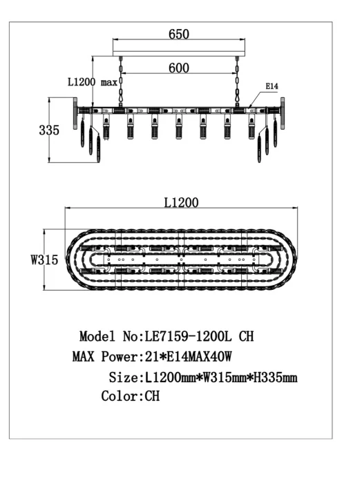 Подвесная люстра Leon Noemi LE7159/1200L CH