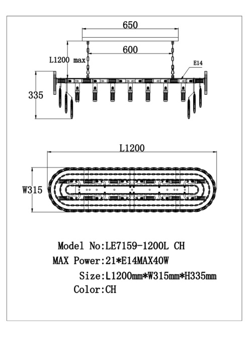 Подвесная люстра Leon Noemi LE7159/1200L CH