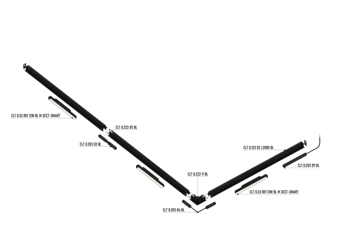 Шинопровод встраиваемый магнитный для ГКЛ12,5 мм SPACE Crystal Lux CLT 0.123 02 L2000 BL