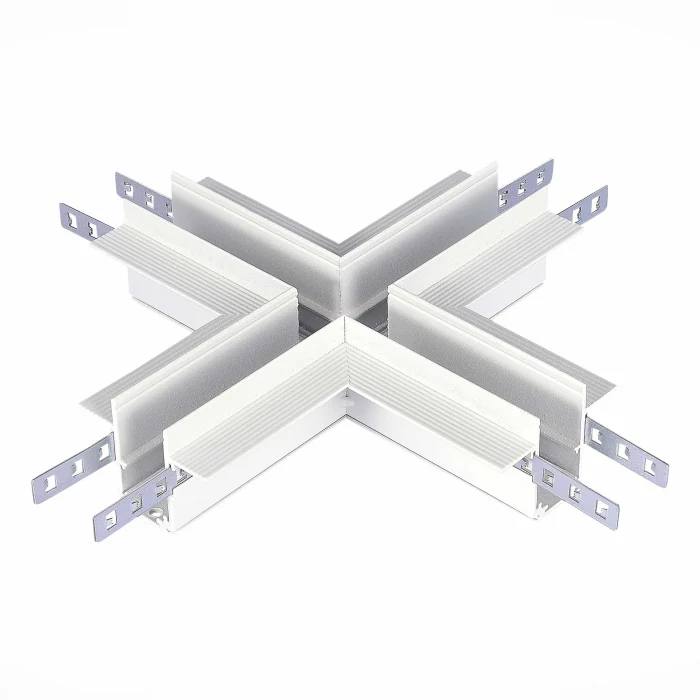 Коннектор X-образный для встраиваемого магнитного шинопровода под ГКЛ 12мм ST-Luce Белы ST007.500.12