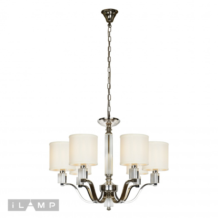 Подвесная люстра iLamp Miami P2337-6 Никель+беж