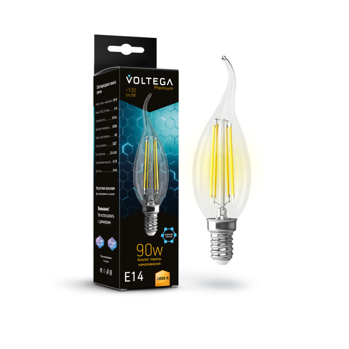 Светодиодная лампа Voltega Candle wind 9W Graphene 7220