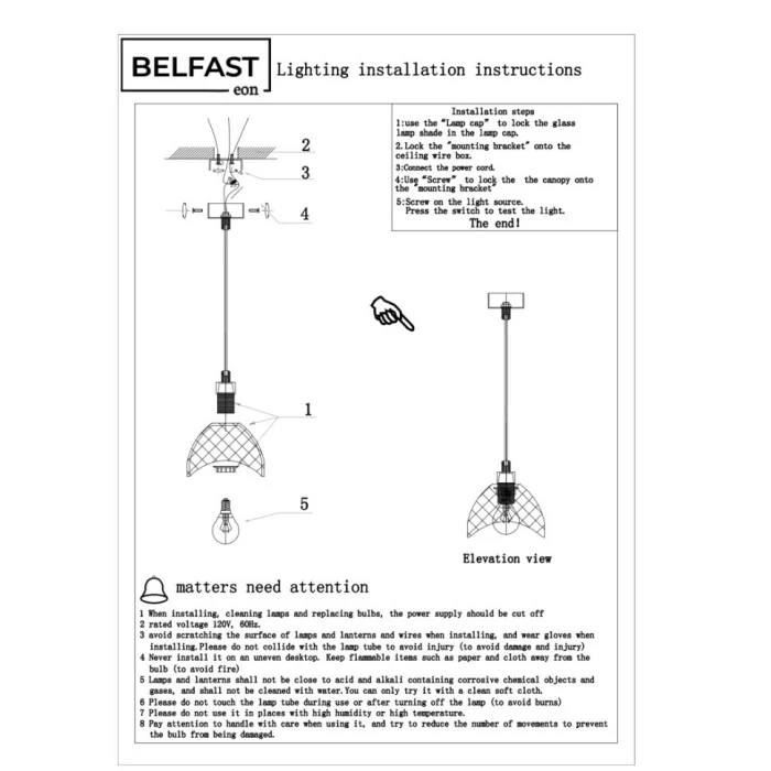 Светильник подвесной Belfast Millfield D33331-1 GL CL