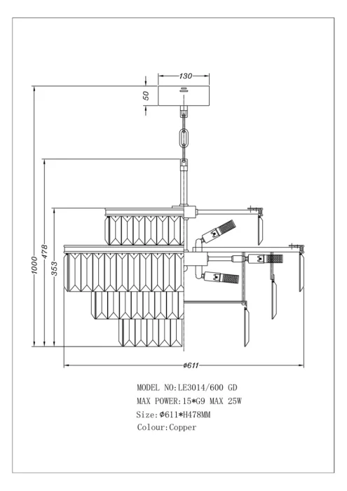 Подвесная люстра Leon Mia LE3014/600 Brass