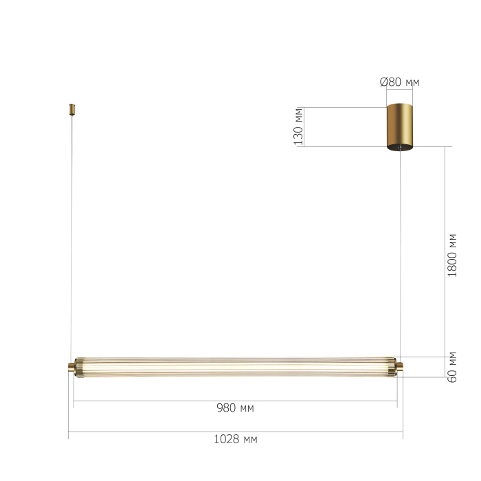 Светильник подвесной ST-Luce Латунь/Прозрачный LED 1*30W 4000K SL6224.313.01