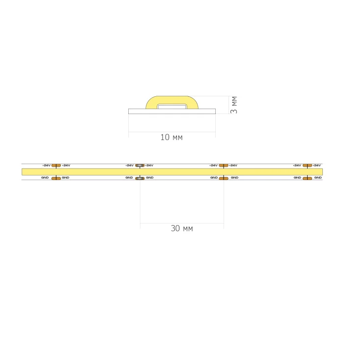 Светодиодная лента COB - -*60W 4000K 2 400Lm Ra90 IP20 L1 000xW10xH- 24V ST018.412.20