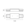 Питание центральное короткое (143mm) для шинопровода 50202X(-T), 50203X(-T) Barra Lightstar 502186-1