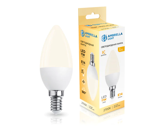 Лампа светодиодная Свеча C37 11W 2700K AMBRELLA light 371113