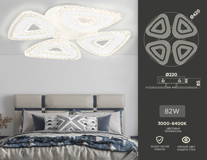 Потолочный светодиодный светильник с пультом Ambrella light FA4019