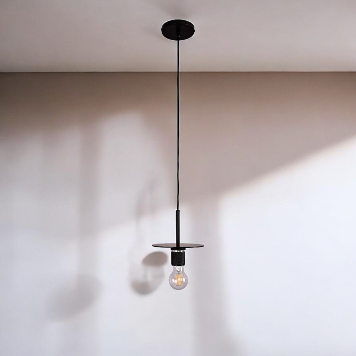 Подвесной светильник RH Utilitaire Disk Shade Pendant Black ImperiumLoft