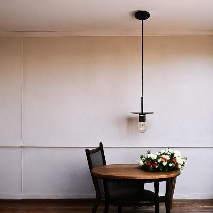 Подвесной светильник RH Utilitaire Disk Shade Pendant Black ImperiumLoft