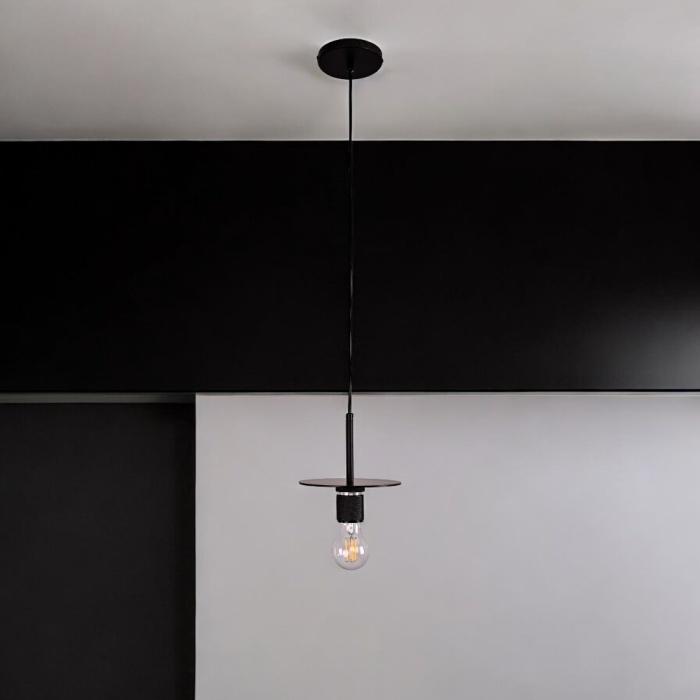 Подвесной светильник RH Utilitaire Disk Shade Pendant Black ImperiumLoft