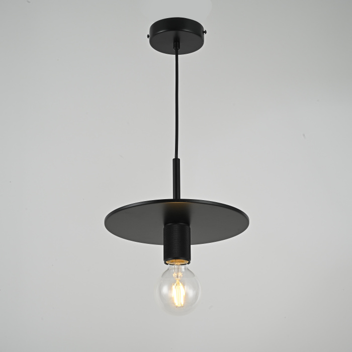 Подвесной светильник RH Utilitaire Disk Shade Pendant Black ImperiumLoft