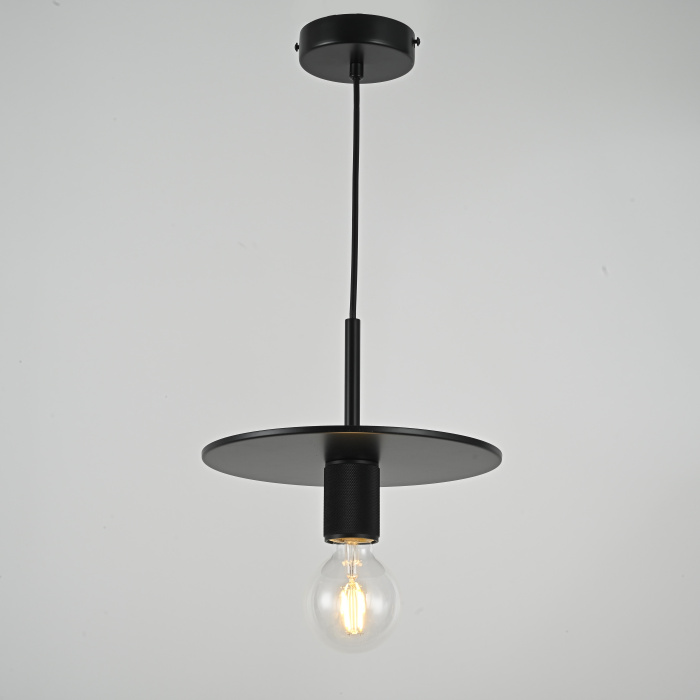 Подвесной светильник RH Utilitaire Disk Shade Pendant Black ImperiumLoft