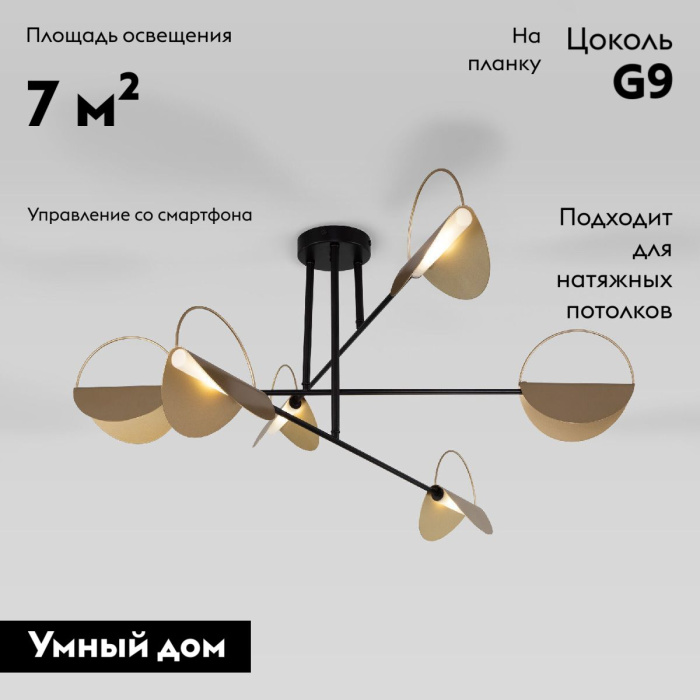 Потолочная люстра Eurosvet Grazia 70148/6 черный/золото Smart