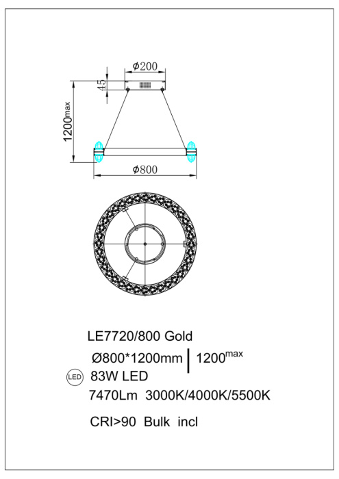 Подвесной светильник Leon Michel LE7720/800 Gold