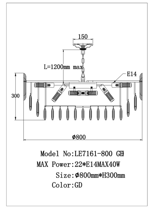 Подвесная люстра Leon Jacqueline LE7161/800 GD