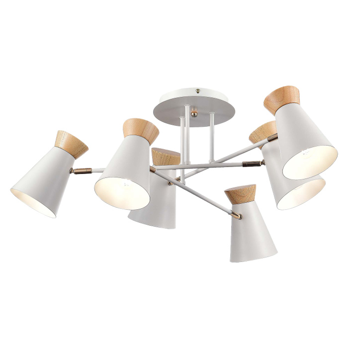 Светильник потолочный Белый, Золотистый/Белый, Дерево E27 6*60W SLE1252-502-06