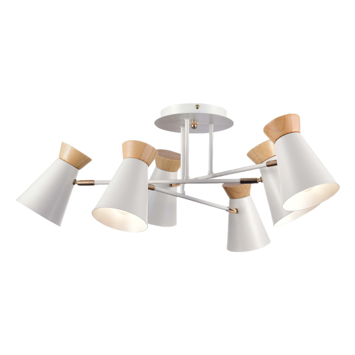 Светильник потолочный Белый, Золотистый/Белый, Дерево E27 6*60W SLE1252-502-06