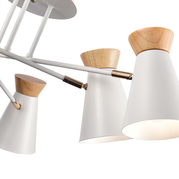 Светильник потолочный Белый, Золотистый/Белый, Дерево E27 6*60W SLE1252-502-06