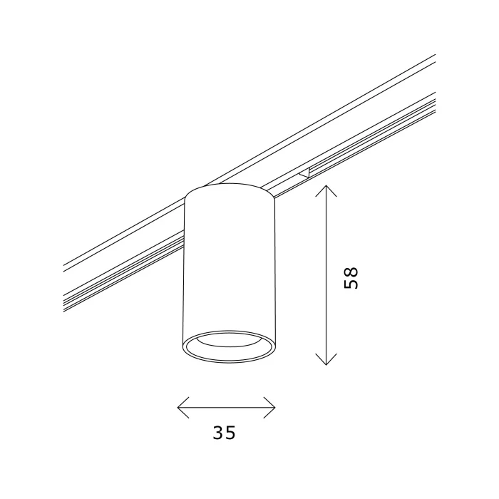 Магнитный трековый светильник Черный LED 1*5W 3000K 340Lm Ra>90 36° IP20 D35xH58 24V ST671.436.05