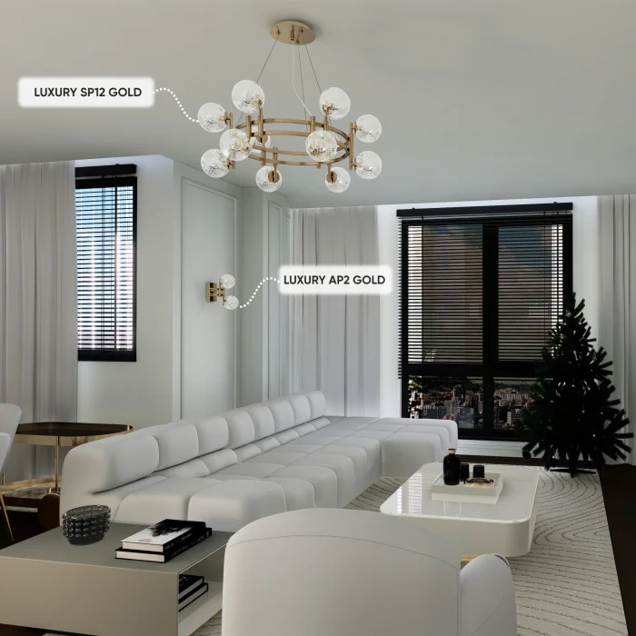 Подвесная люстра Crystal Lux LUXURY SP12 GOLD