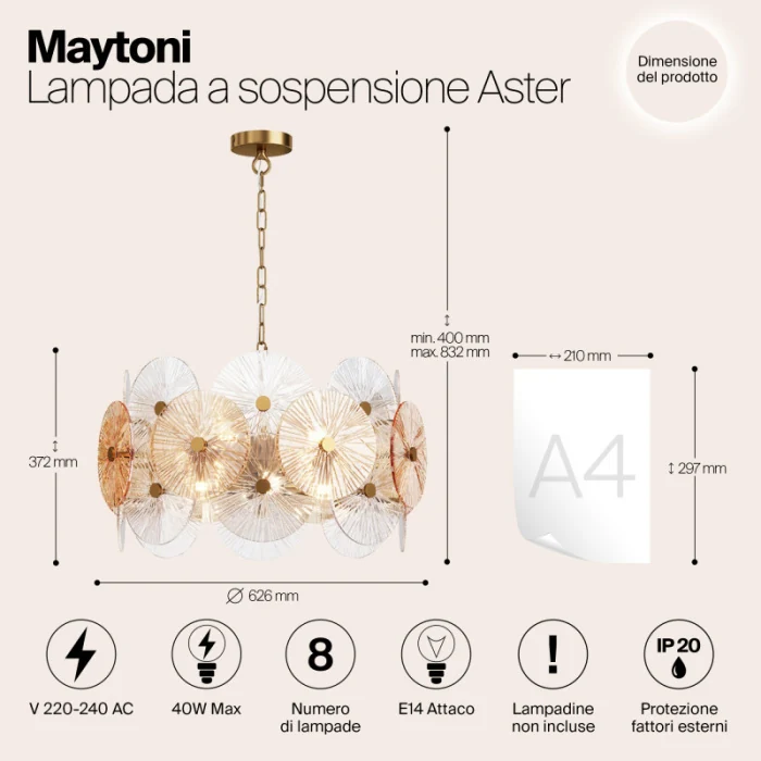 Подвесная люстра Maytoni MOD007PL-08G