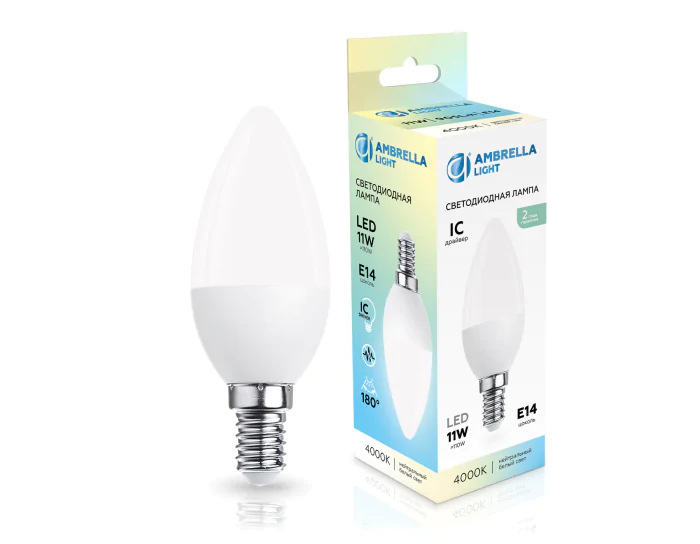 Лампа светодиодная Свеча C37 11W 4000K AMBRELLA light 371114