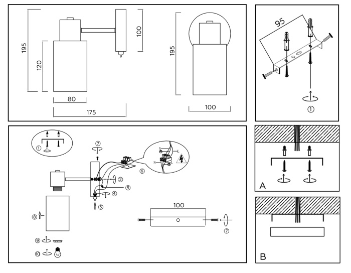 Настенный светильник с выключателем на корпусе Ambrella light TR9578