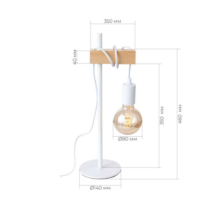 SL1142.504.01 Настольная лампа Белый, Светлое дерево E27 1*60W