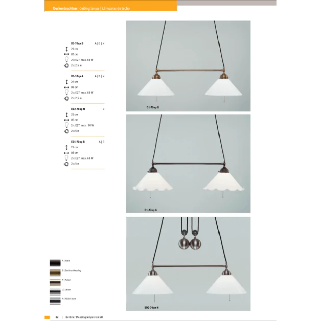 Подвесной светильник Berliner Messinglampen ED2-70opN