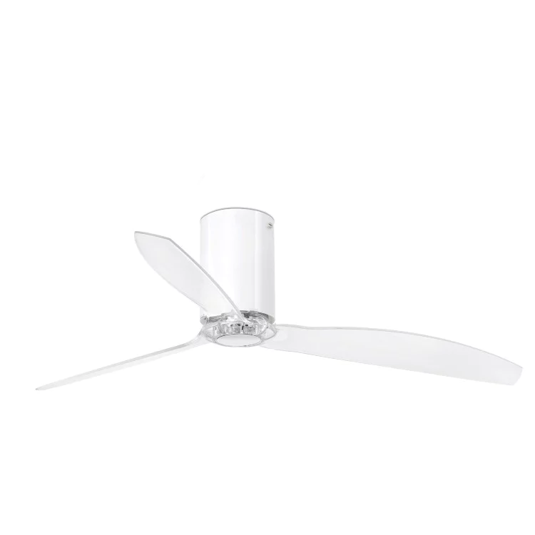 Вентилятор без света MINI TUBE FAN Shiny white/transparent ceiling fan with DC motor