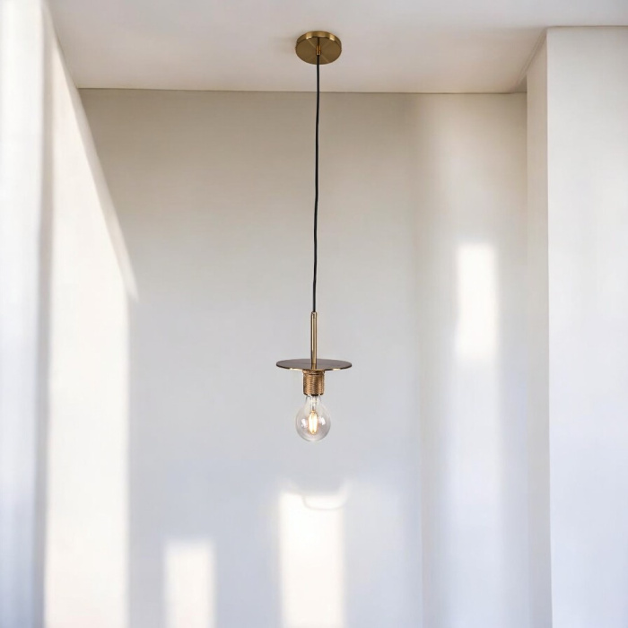 Подвесной светильник RH Utilitaire Disk Shade Pendant Brass ImperiumLoft
