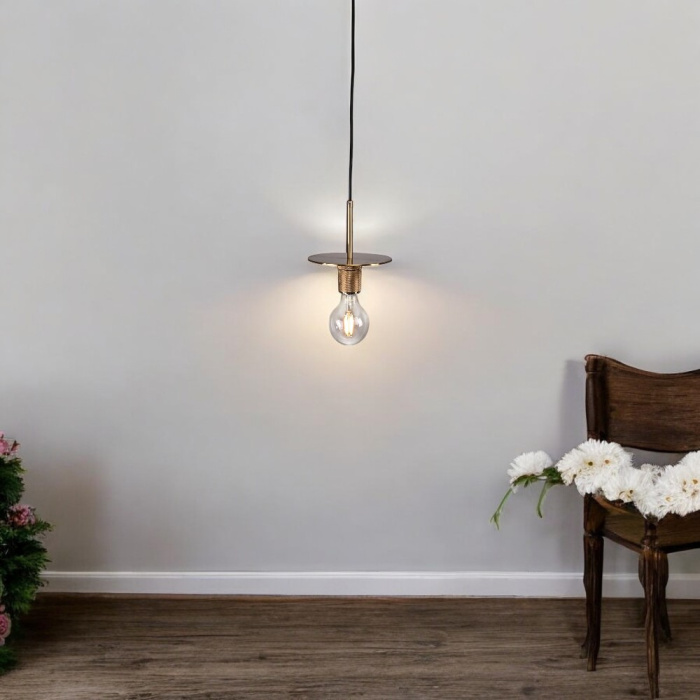 Подвесной светильник RH Utilitaire Disk Shade Pendant Brass ImperiumLoft