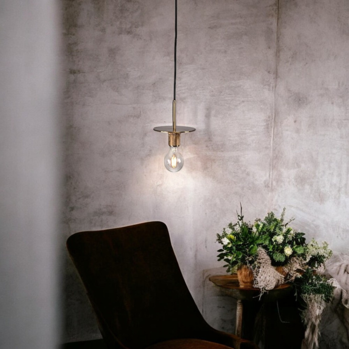 Подвесной светильник RH Utilitaire Disk Shade Pendant Brass ImperiumLoft