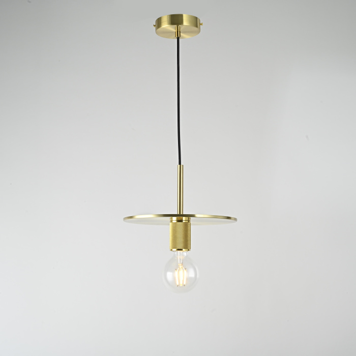 Подвесной светильник RH Utilitaire Disk Shade Pendant Brass ImperiumLoft