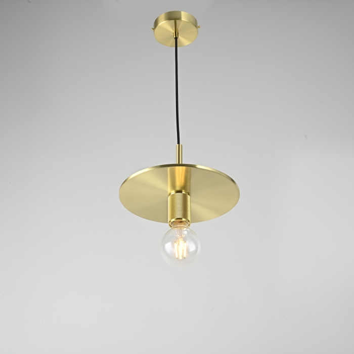 Подвесной светильник RH Utilitaire Disk Shade Pendant Brass ImperiumLoft
