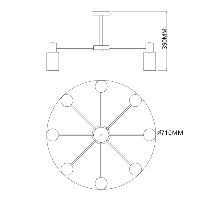Потолочная люстра на штанге DIVERSITY ESCADA 2120/8P Black