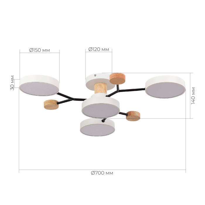 Светильник потолочный Белый/Белый LED 4*12W 3000K/4500K/6000K SLE6006-502-04