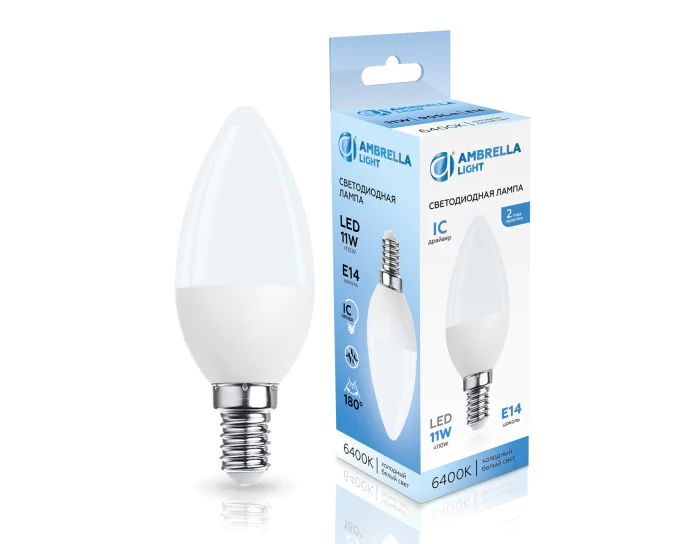 Лампа светодиодная Свеча C37 11W 6400K AMBRELLA light 371116