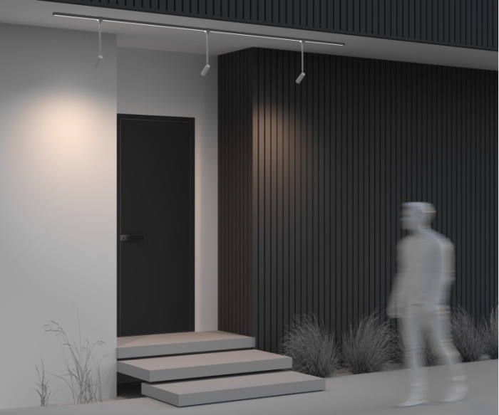 Трековый однофазный уличный светодиодный светильник Elasity IP black O-TR01-2-P-8WW3K