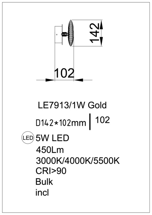 Настенный светильник Leon Iris LE7913/1W Gold