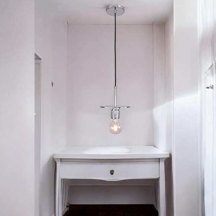 Подвесной светильник RH Utilitaire Disk Shade Pendant Silver ImperiumLoft