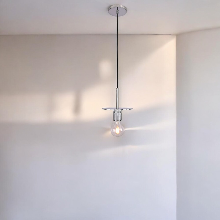 Подвесной светильник RH Utilitaire Disk Shade Pendant Silver ImperiumLoft