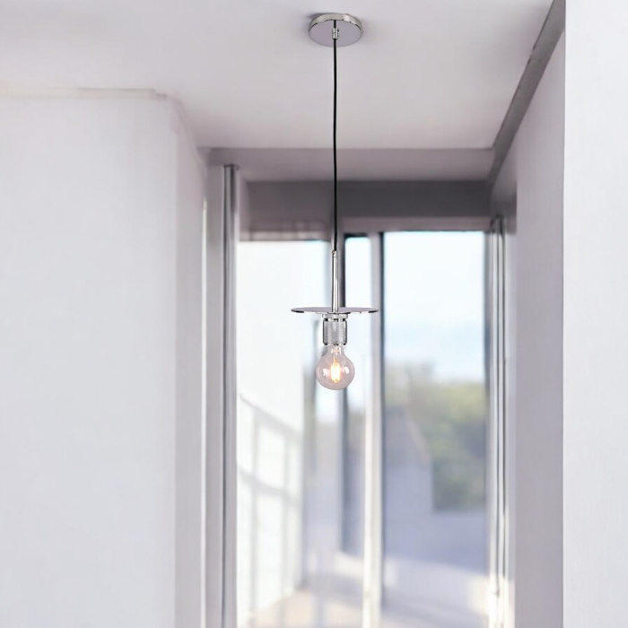 Подвесной светильник RH Utilitaire Disk Shade Pendant Silver ImperiumLoft