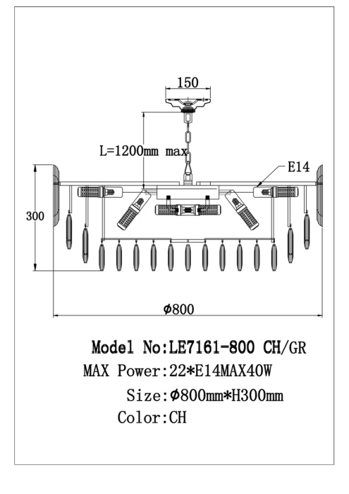 Подвесная люстра Leon Jacqueline LE7161/800 CH/GR