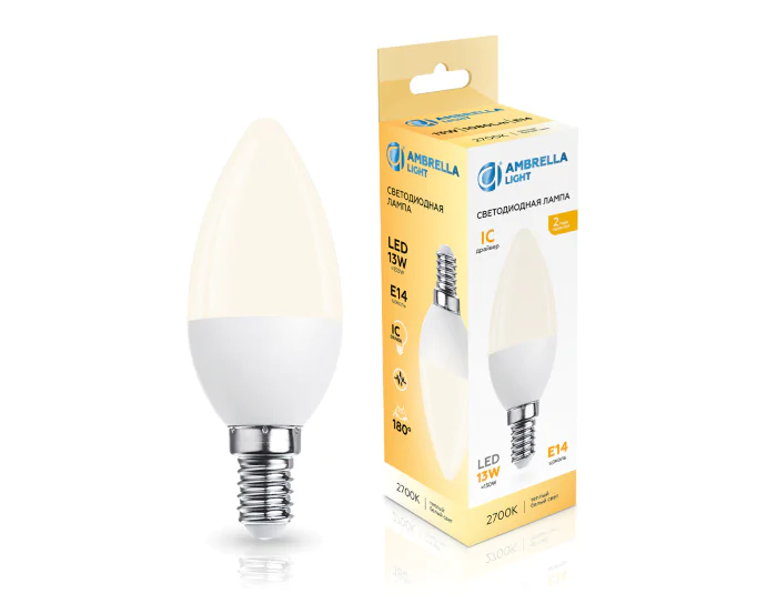 Лампа светодиодная Свеча C37 13W 2700K AMBRELLA light 371313