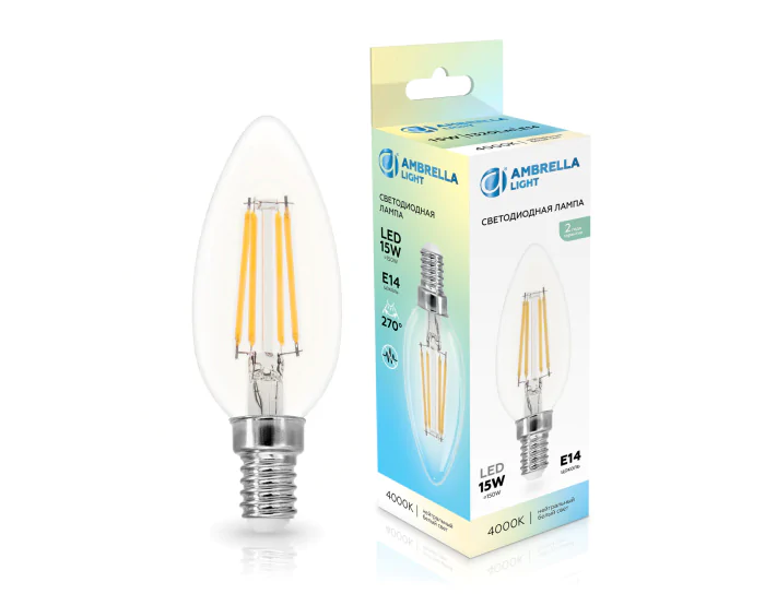 Лампа светодиодная Свеча C35 15W 4000K AMBRELLA light 351514