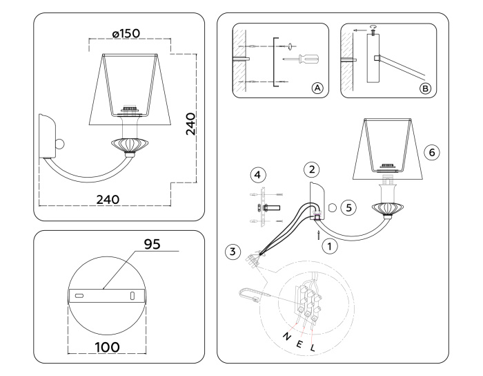 Настенный светильник с абажуром и декором из керамики Ambrella light LH75027