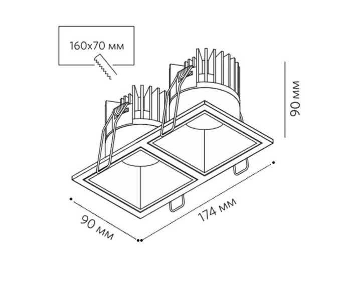 Светильник встраиваемый ITALLINE IT06-6020 black 3000K - 2 шт. + IT06-6022 black